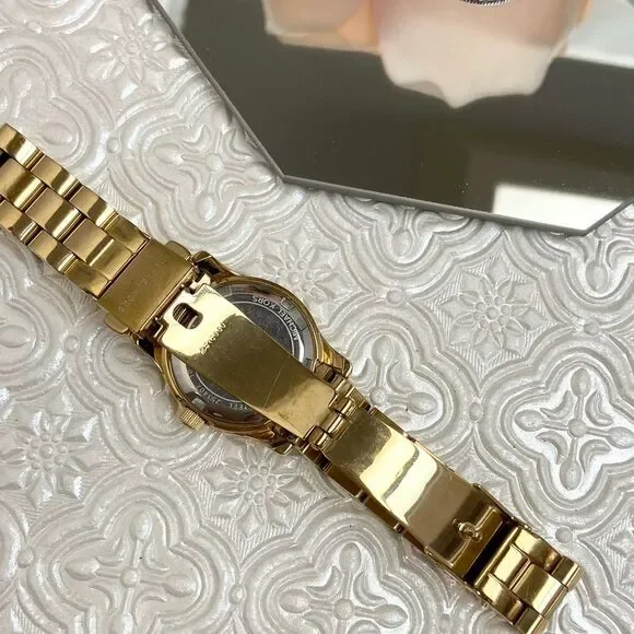 Michael Kors Mini Runway Crystal Accented Dial Gold-Tone Watch